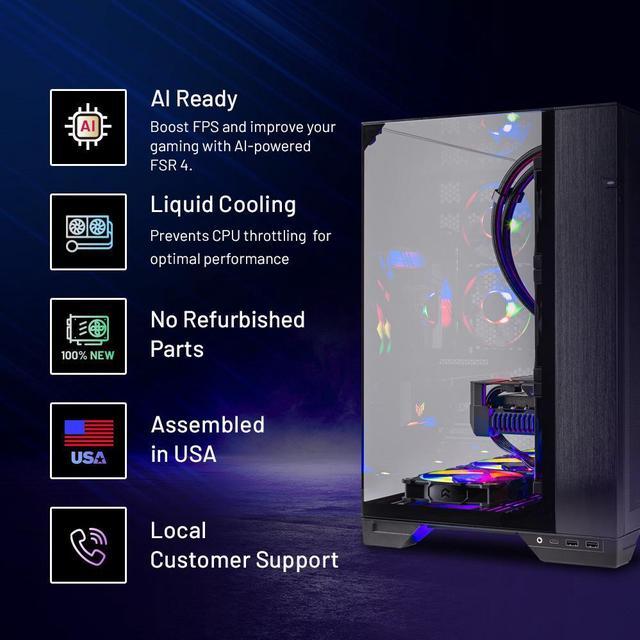 Alt view image 2 of 7 - Skytech O11 Vision Gaming PC Desktop, Ryzen 7 7800X3D 4.2 GHz (5GHz Turbo), AMD RX 9070 XT 16GB, 1TB Gen4 NVMe SSD, 32GB DDR5 RAM 6000 RGB, 850W GOLD PSU, 360mm ARGB AIO , Wi-Fi, Win 11
