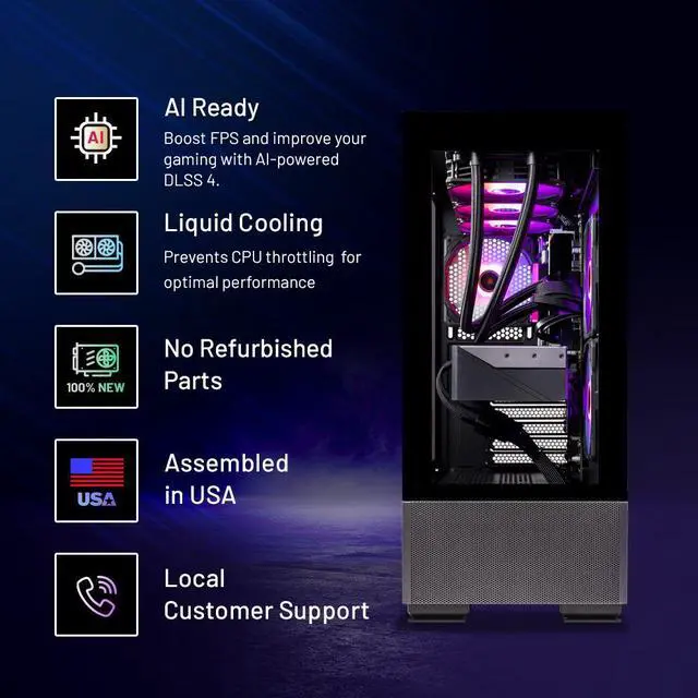Alt view image 3 of 5 - Skytech Gaming Azure Desktop PC, Ryzen 7 7800X3D 4.2 GHz (5GHz Turbo), NVIDIA RTX 5060 Ti 16GB, 2TB Gen4 NVMe SSD, 32GB DDR5 RAM RGB, 750W GOLD PSU, 360mm ARGB AIO , Wi-Fi, Win 11