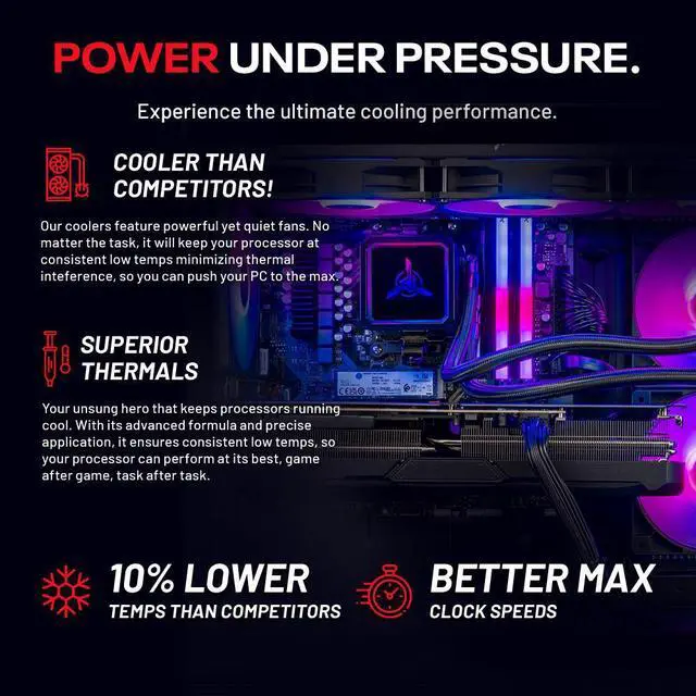 Alt view image 4 of 7 - Skytech Azure Gaming PC Desktop, Ultra 5 245K 4.2 GHz (5.2 GHz Turbo), NVIDIA RTX 5060 Ti 16GB GDDR7, 1TB Gen4 NVMe SSD, 32GB DDR5 RAM RGB, 850W GOLD ATX 3 PSU, 360mm ARGB AIO , Wi-Fi, Win 11