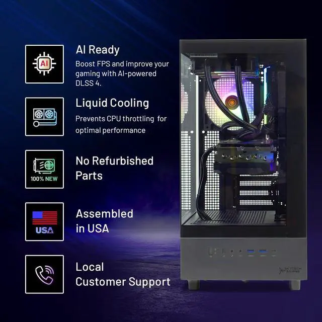Alt view image 3 of 7 - Skytech Azure Gaming PC Desktop, Ultra 5 245K 4.2 GHz (5.2 GHz Turbo), NVIDIA RTX 5060 Ti 16GB GDDR7, 1TB Gen4 NVMe SSD, 32GB DDR5 RAM RGB, 850W GOLD ATX 3 PSU, 360mm ARGB AIO , Wi-Fi, Win 11