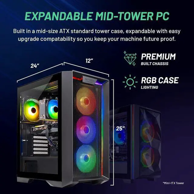 Alt view image 3 of 7 - Skytech Nebula Gaming PC Desktop, Ryzen 5 7600 3.8 GHz (5.1GHz Turbo), NVIDIA RTX 5060 8GB, 1TB NVMe SSD, 32GB DDR5 RAM 5200 RGB, 650W GOLD PSU, Wi-Fi, Win 11