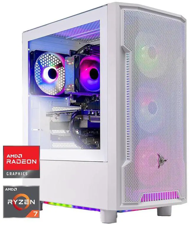 Main image of Skytech Archangel Gaming PC Desktop, Ryzen 7 7700 3.8 GHz (5.3GHz Turbo), AMD RX 9060 XT 16GB, 1TB Gen4 NVMe SSD, 32GB DDR5 RAM 5200 RGB, 650W GOLD PSU, Wi-Fi, Win 11