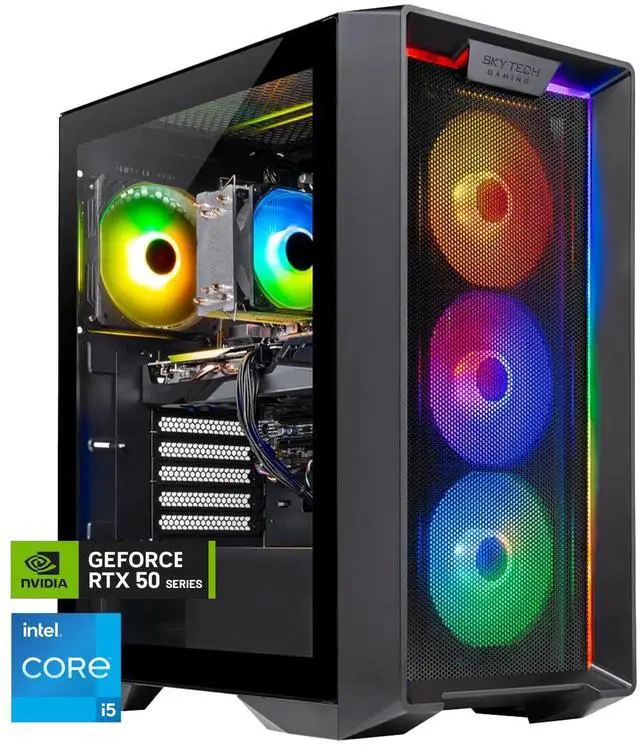 Main image of Skytech Gaming Nebula Desktop PC, Intel i5 13400F 2.5 GHz (4.6GHz Turbo), NVIDIA RTX 5060 Ti 8GB, 1TB NVMe SSD, 16GB DDR5 RAM 6000, 650W GOLD PSU, Wi-Fi, Win 11