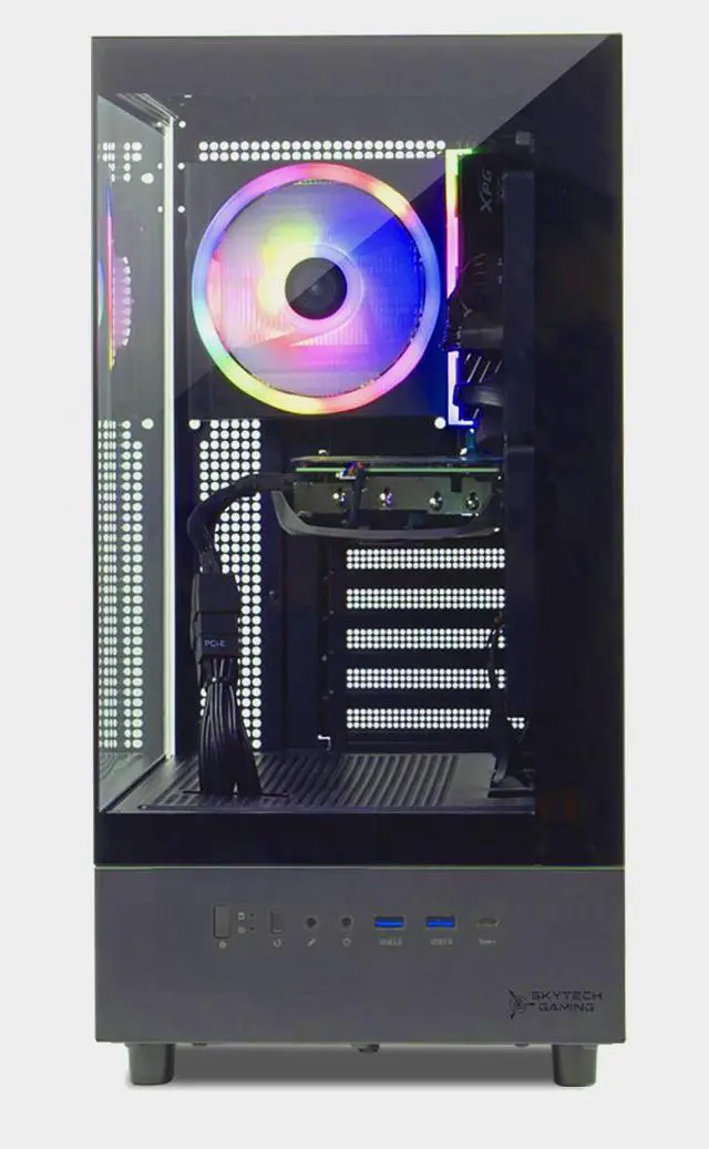 Alt view image 5 of 7 - Skytech Azure 3 Gaming PC Desktop, Ryzen 7 7700 3.8 GHz (5.3GHz Turbo), AMD RX 9060 XT 8GB, 1TB Gen4 NVMe SSD, 16GB DDR5 RAM 6000, 650W GOLD PSU, Wi-Fi, Win 11