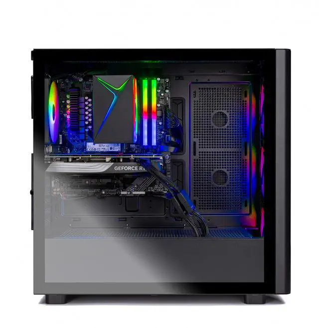 Alt view image 3 of 6 - Skytech Chronos 3 Gaming PC Desktop, Ryzen 7 7700 3.8 GHz (5.3GHz Turbo), AMD RX 9060 XT 8GB, 1TB Gen4 NVMe SSD, 32GB DDR5 RAM 5200 RGB, 650W GOLD PSU, Wi-Fi, Win 11,Montech XR Wood