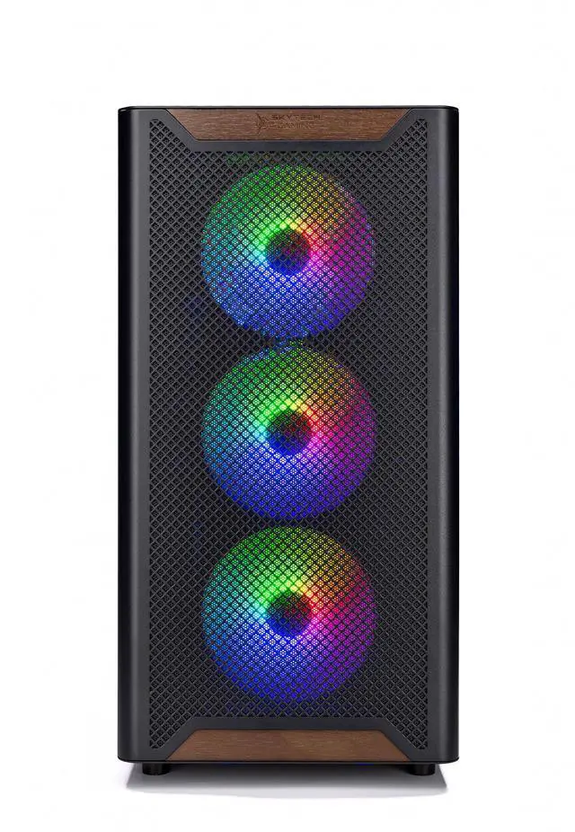 Alt view image 5 of 6 - Skytech Chronos 3 Gaming PC Desktop, Ryzen 7 7700 3.8 GHz (5.3GHz Turbo), AMD RX 9060 XT 8GB, 1TB Gen4 NVMe SSD, 32GB DDR5 RAM 5200 RGB, 650W GOLD PSU, Wi-Fi, Win 11,Montech XR Wood