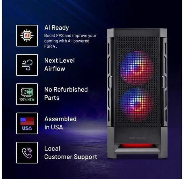 Alt view image 2 of 6 - Skytech Blaze4 Mini Gaming PC Desktop, Ryzen 7 7700 3.8 GHz (5.3GHz Turbo), AMD RX 9060 XT 16GB, 1TB Gen4 NVMe SSD, 32GB DDR5 RAM 6000 RGB, 650W GOLD PSU, Wi-Fi, Win 11