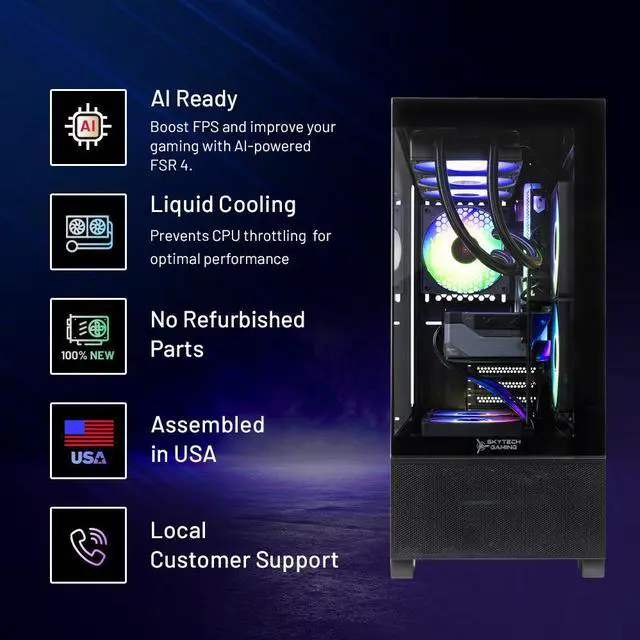 Alt view image 3 of 7 - Skytech Gaming Azure 3 Plus Desktop PC, Ryzen 9 9900X3D 4.4 GHz (5.5GHz Turbo), NVIDIA RTX 5070 Ti 16GB, 1TB Gen4 NVMe SSD, 64GB DDR5 RAM RGB, 850W GOLD ATX 3 PSU, 360mm ARGB AIO , Wi-Fi, Win 11