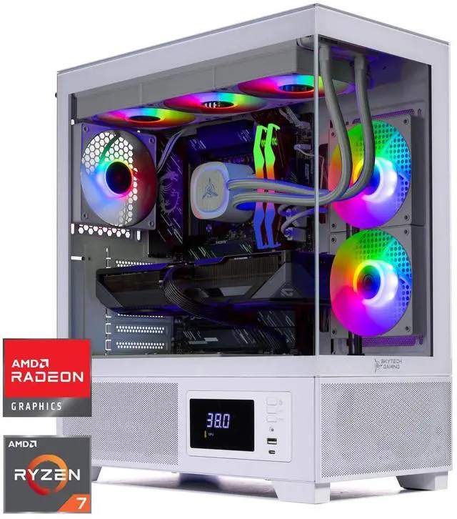 Main image of Skytech Azure Gaming PC Desktop, Ryzen 7 9800X3D 4.7 GHz (5.2 GHz Turbo), AMD RX 9070 XT 16GB GDDR6, 1TB Gen4 NVMe SSD, 32GB DDR5 RAM 6000 RGB, 850W GOLD PSU, 360mm ARGB AIO , Wi-Fi, Win 11