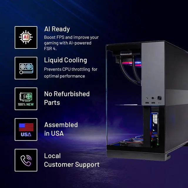 Alt view image 2 of 5 - Skytech Viper Gaming PC Desktop, Ryzen 7 9700X 3.8 GHz (5.5GHz Turbo), AMD RX 9070 XT 16GB, 1TB Gen4 NVMe SSD, 32GB DDR5 6000, 850W GOLD ATX 3 PSU, 360mm ARGB AIO , Wi-Fi, Win 11,GEOMETRICFUTURE M5