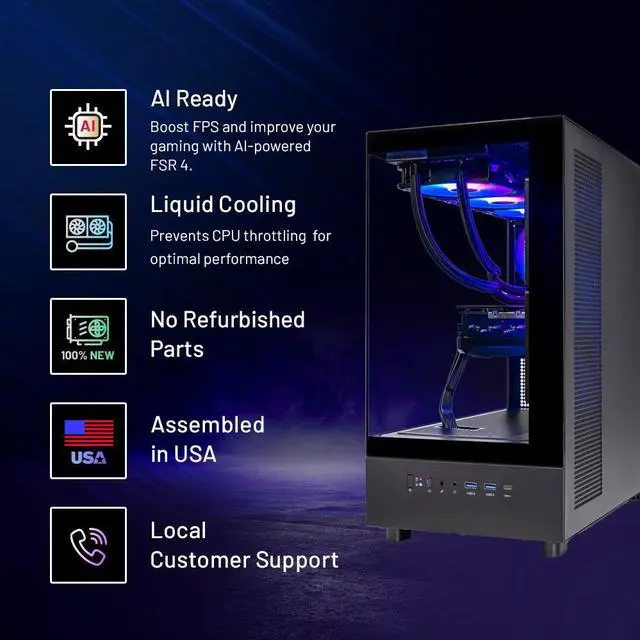 Alt view image 2 of 7 - Skytech Gaming Azure 3 Desktop PC, Ryzen 7 7800X3D 4.2 GHz (5GHz Turbo), AMD RX 9060 XT 16GB, 1TB Gen4 NVMe SSD, 32GB DDR5 RAM RGB, 850W GOLD ATX 3 PSU, 360mm ARGB AIO , Wi-Fi, Win 11
