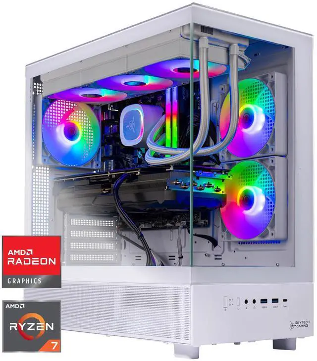 Main image of Skytech Gaming Azure 3 Desktop PC, Ryzen 7 7800X3D 4.2 GHz (5GHz Turbo), AMD RX 9060 XT 16GB, 1TB Gen4 NVMe SSD, 32GB DDR5 RAM RGB, 850W GOLD ATX 3 PSU, 360mm ARGB AIO , Wi-Fi, Win 11