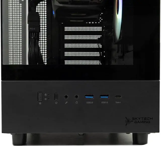 Alt view image 6 of 7 - Skytech Gaming Azure 3 Desktop PC, Ryzen 7 7700 3.8 GHz (5.3GHz Turbo), AMD RX 9060 XT 16GB, 1TB NVMe SSD, 32GB DDR5 RAM RGB, 650W GOLD PSU, Wi-Fi, Win 11