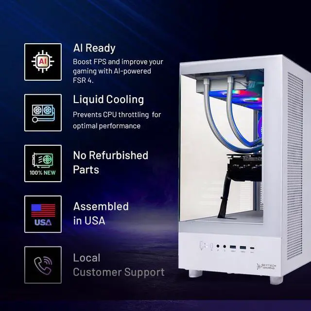 Alt view image 2 of 7 - Skytech Gaming Azure 3 Desktop PC, Ryzen 7 7800X3D 4.2 GHz (5GHz Turbo), AMD RX 9060 XT 16GB, 1TB Gen4 NVMe SSD, 32GB DDR5 RAM RGB, 850W GOLD ATX 3 PSU, 360mm ARGB AIO , Wi-Fi, Win 11