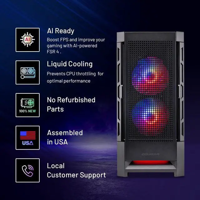 Alt view image 2 of 6 - Skytech Gaming Blaze4 Mini Desktop PC, Ryzen 7 7800X3D 4.2 GHz (5GHz Turbo), AMD RX 9060 XT 16GB, 1TB Gen4 NVMe SSD, 32GB DDR5 RAM RGB, 850W GOLD PSU, 360mm ARGB AIO , Wi-Fi, Win 11