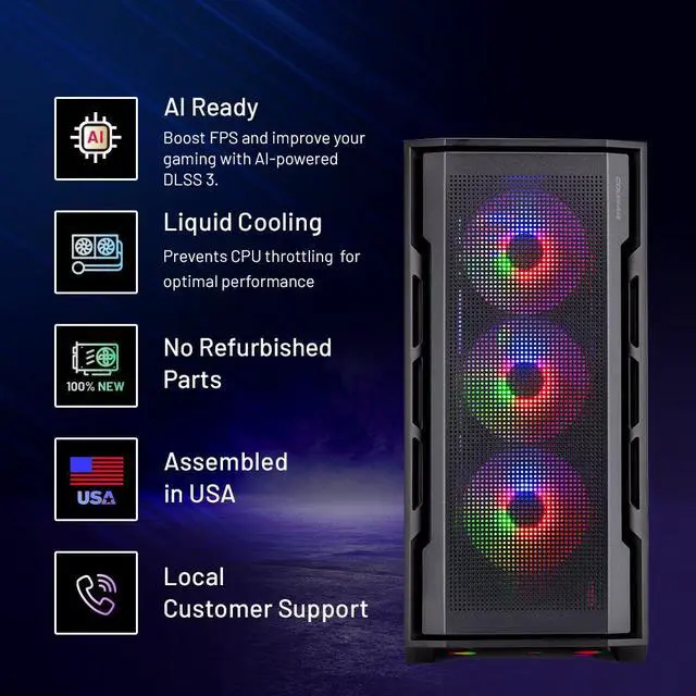 Alt view image 2 of 7 - Skytech Gaming Rampage Desktop PC, Intel i5 14600KF 3.5GHz(5.3GHz), NVIDIA RTX 4070 Super 12GB, 1TB NVMe SSD, 16GB DDR5 RAM 5200, 750W GOLD PSU, 360mm ARGB AIO , Wi-Fi, Win 11