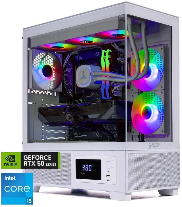Main image of Skytech Gaming Azure 3 Plus Desktop PC, Intel i5 14400F 2.5 GHz (4.7GHz), NVIDIA RTX 5070 12GB, 1TB Gen4 NVMe SSD, 16GB DDR5 RAM 6000, 850W GOLD ATX 3 PSU, 360mm ARGB AIO , Wi-Fi, Win 11