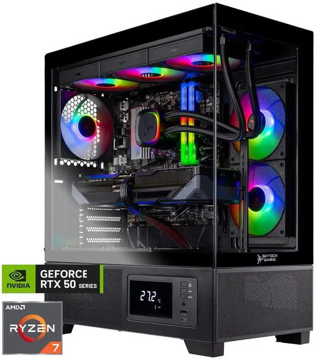 Main image of Skytech Gaming Azure 3 Plus Desktop PC, Ryzen 7 7700X 4.5 GHz (5.4GHz), NVIDIA RTX 5070 12GB, 1TB Gen4 NVMe SSD, 16GB DDR5 RAM 6000, 850W GOLD ATX 3 PSU, 360mm ARGB AIO , Wi-Fi, Win 11