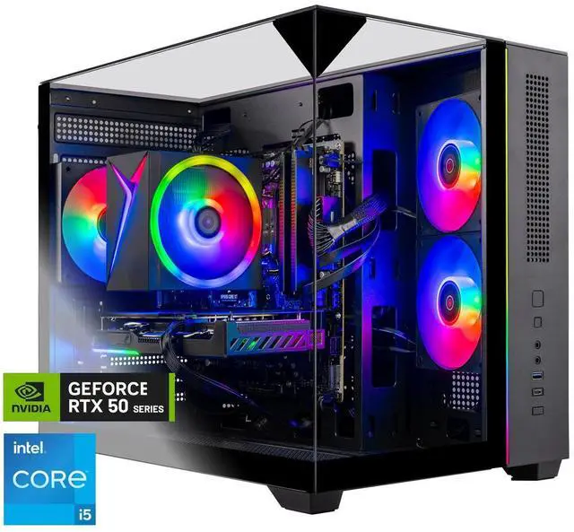 Main image of Skytech Gaming Crystal Desktop PC, Intel i5 14400F 2.5 GHz (4.7GHz Turbo), NVIDIA RTX 5060, 1TB NVMe SSD, 32GB DDR5 RAM 6000, 650W GOLD PSU, Wi-Fi, Win 11