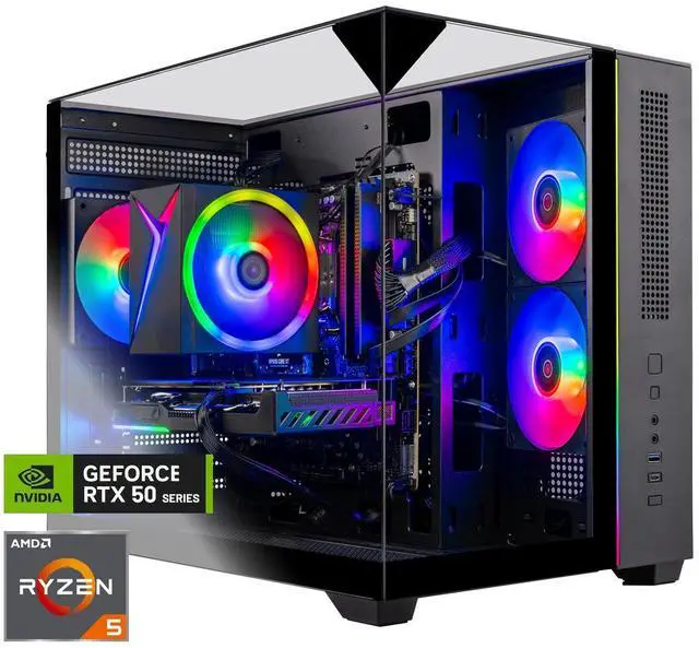 Main image of Skytech Gaming Crystal Desktop PC, Ryzen 5 7600 3.8 GHz (5.1GHz Turbo), NVIDIA RTX 5060, 1TB NVMe SSD, 32GB DDR5 RAM 6000, 650W GOLD PSU, Wi-Fi, Win 11
