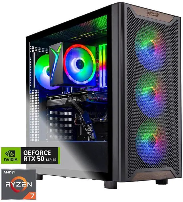 Main image of Skytech Gaming Chronos 3 Desktop PC, Ryzen 7 7700 3.8 GHz (5.3GHz), NVIDIA RTX 5060, 1TB Gen4 NVMe SSD, 32GB DDR5 RAM 6000 RGB, 650W GOLD PSU, Wi-Fi, Win 11