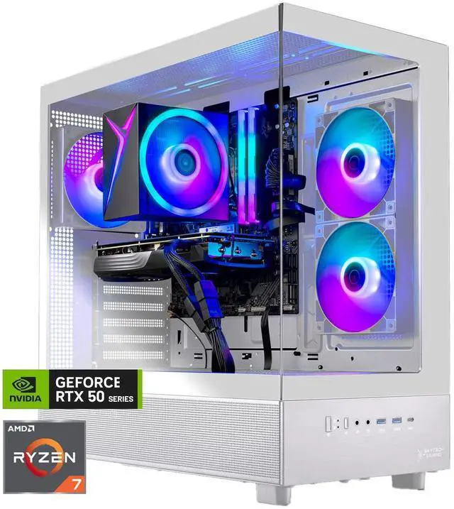 Main image of Skytech Gaming Azure 3 Desktop PC, Ryzen 7 7700 3.8 GHz (5.3GHz), NVIDIA RTX 5060, 1TB Gen4 NVMe SSD, 32GB DDR5 RAM 6000 RGB, 650W GOLD PSU, Wi-Fi, Win 11