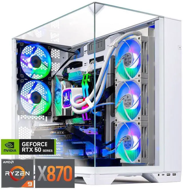 Main image of Skytech Gaming O11 Vision Desktop PC, Ryzen 9 9900X 4.4 GHz (5.6GHz), NVIDIA RTX 5070 Ti 16GB, X870 Board, 4TB Gen4 NVMe SSD, 64GB DDR5 RAM 5200 RGB, 850W GOLD ATX 3 PSU, 360mm ARGB AIO , Wi-Fi, Win 1