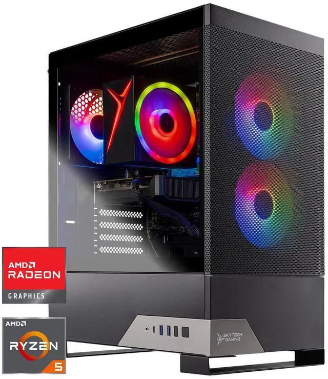 Main image of Skytech Gaming Nebula 2 Desktop PC, Ryzen 5 9600X 3.9 Ghz (5.4GHz Turbo), AMD RX 9060 XT 8GB, 1TB Gen4 NVMe SSD, 16GB DDR5 RAM 6000, 650W GOLD PSU, Wi-Fi, Win 11