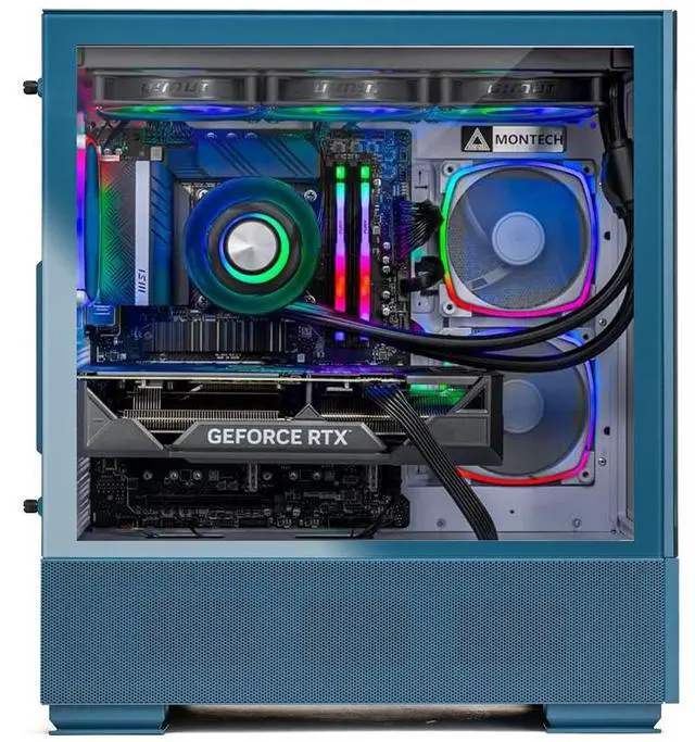 Alt view image 4 of 7 - Skytech Azure Gaming PC, Intel i9 14900KF 3.2GHz, NVIDIA RTX 5070 12GB, Z790 Board, 2TB Gen4 NVMe SSD, 32GB DDR5 RAM 6000, 850W GOLD ATX 3 PSU, 360 ARGB AIO , Wi-Fi, Win 11, Montech Sky Two
