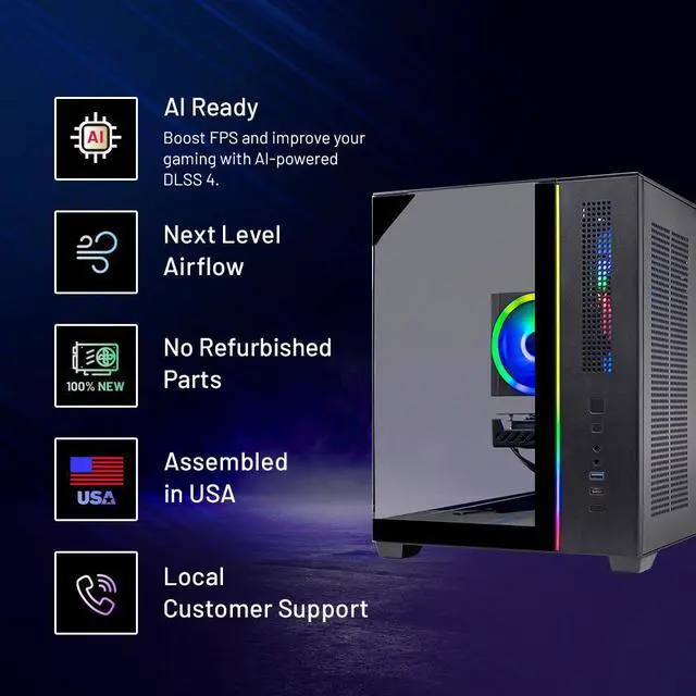 Alt view image 2 of 5 - Skytech Gaming Crystal Desktop PC, Ryzen 5 7600 3.8 GHz (5.1GHz Turbo), NVIDIA RTX 5060, 1TB NVMe SSD, 32GB DDR5 RAM 6000, 650W GOLD PSU, Wi-Fi, Win 11