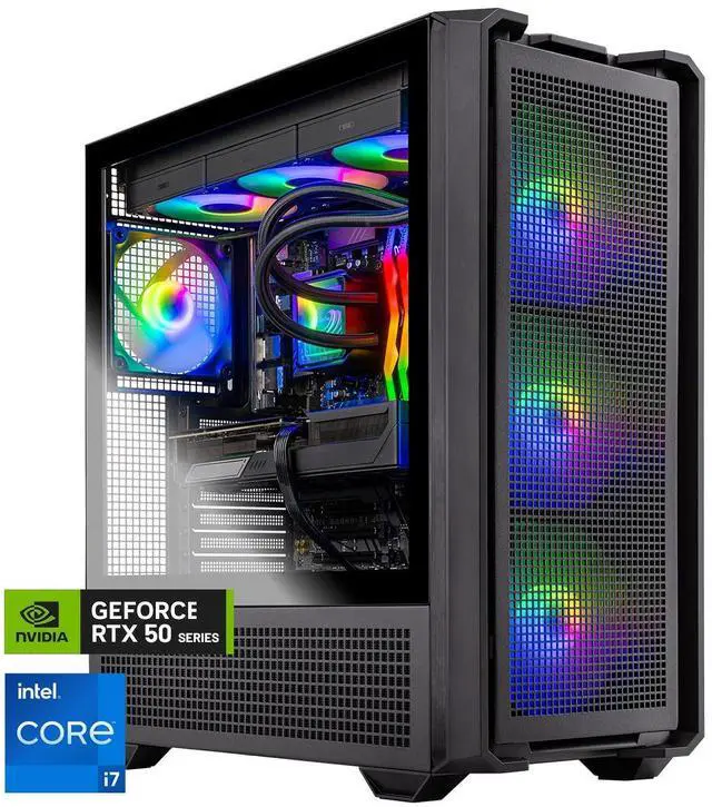 Main image of Skytech Gaming Edge Desktop PC, Intel i7 14700F 2.1 GHz (5.3GHz), NVIDIA RTX 5070 12GB, 2TB Gen4 NVMe SSD, 32GB DDR5 RAM 6000 RGB, 850W GOLD ATX 3 PSU, 360mm ARGB AIO , Wi-Fi, Win 11