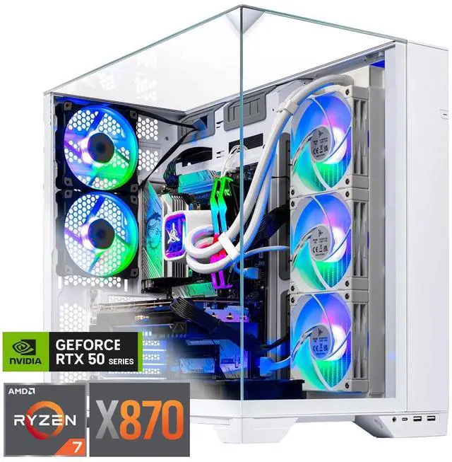Skytech Gaming O11 Vision Gaming PC, AMD Ryzen 7 9800X3D 4.7GHz, NVIDIA RTX 5090 32GB, X870 Board, 2TB Gen4 NVMe SSD, 32GB DDR5 RAM 6000, 1000W GOLD ATX 3 PSU, 360 ARGB AIO , Wi-Fi, Win 11, Desktop