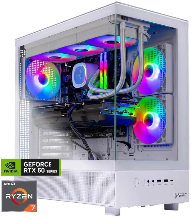 Main image of Skytech Gaming Azure 3 Gaming PC, AMD Ryzen 7 7800X3D 4.2GHz, NVIDIA RTX 5080 16GB, 2TB Gen4 NVMe SSD, 32GB DDR5 RAM 6000, 850W GOLD ATX 3 PSU, 360 ARGB AIO, Wi-Fi, Win 11, Montech XR