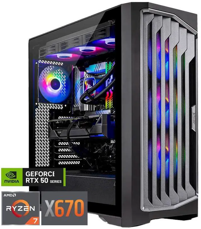 Main image of Skytech Gaming Legacy 4 Gaming PC, AMD Ryzen 7 9800X3D 4.7GHz, NVIDIA RTX 5070 Ti 16GB, X670 Board, 2TB Gen4 NVMe SSD, 850W GOLD ATX 3 PSU, 360 ARGB AIO, Wi-Fi, Win 11, Desktop
