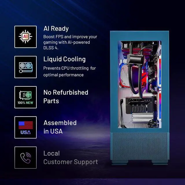 Alt view image 2 of 7 - Skytech Azure Gaming PC, Intel i9 14900KF 3.2GHz, NVIDIA RTX 5070 12GB, Z790 Board, 2TB Gen4 NVMe SSD, 32GB DDR5 RAM 6000, 850W GOLD ATX 3 PSU, 360 ARGB AIO , Wi-Fi, Win 11, Montech Sky Two