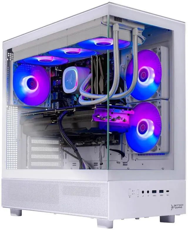 Skytech Gaming Azure 3 Gaming PC, AMD Ryzen 7 9800X3D 4.7GHz, NVIDIA RTX 5070 Ti 16GB, 2TB Gen4 NVMe SSD, 32GB DDR5 Non-RGB, 850W GOLD ATX 3 PSU, 360 ARGB AIO , Wi-Fi, Win 11, Desktop,Montech XR