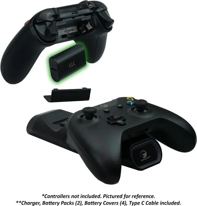 Alt view image 3 of 5 - Banshee Charger Compatible with Xbox Series X, Xbox-one, Xbox-one S/X, Xbox Elite Controllers, (Two Slot) Docking Station with 2 x 1200mAh Rechargeable Batteries  Black