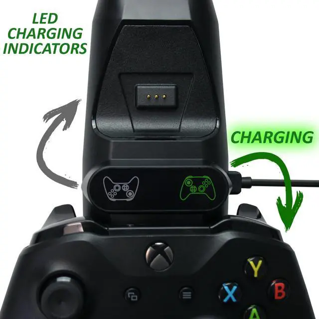 Alt view image 4 of 5 - Banshee Charger Compatible with Xbox Series X, Xbox-one, Xbox-one S/X, Xbox Elite Controllers, (Two Slot) Docking Station with 2 x 1200mAh Rechargeable Batteries  Black