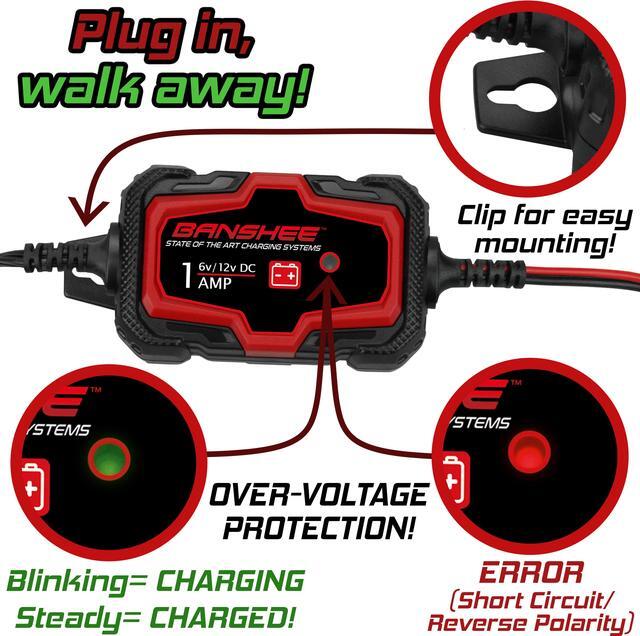 Alt view image 6 of 7 - 3 Pack of 6V 12V 1A Trickle Battery Chargers Lead acid Power Battery Maintainer for Car