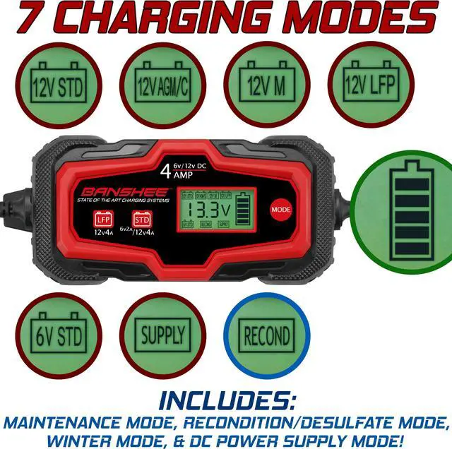 Alt view image 5 of 7 - 3 Pack of 6V 12V 4A Trickle Battery Chargers Lead acid Power Battery Maintainer for Car