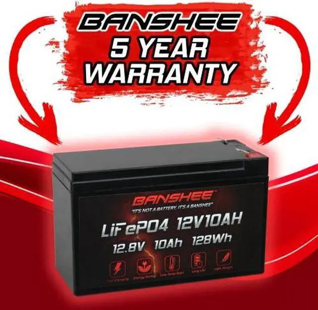 Alt view image 3 of 7 - Banshee 12V 10AH Lithium LiFePO4 Replacement Battery Compatible with Racer X Black 12V Ride On - 2 Pack, 3000+ cycles, 5 Year Warranty, Built In BMS, F2 Terminals