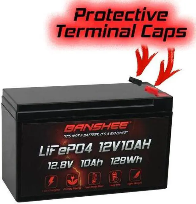 Alt view image 5 of 7 - Banshee 12V 10AH Lithium LiFePO4 Replacement Battery Compatible with Racer X Black 12V Ride On - 2 Pack, 3000+ cycles, 5 Year Warranty, Built In BMS, F2 Terminals