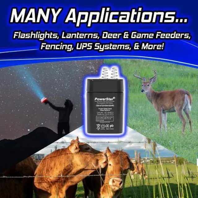 Alt view image 5 of 6 - 4 Pack of PowerStar 6V 5Ah AGM Sealed Lead Acid Batteries with Spring Terminals