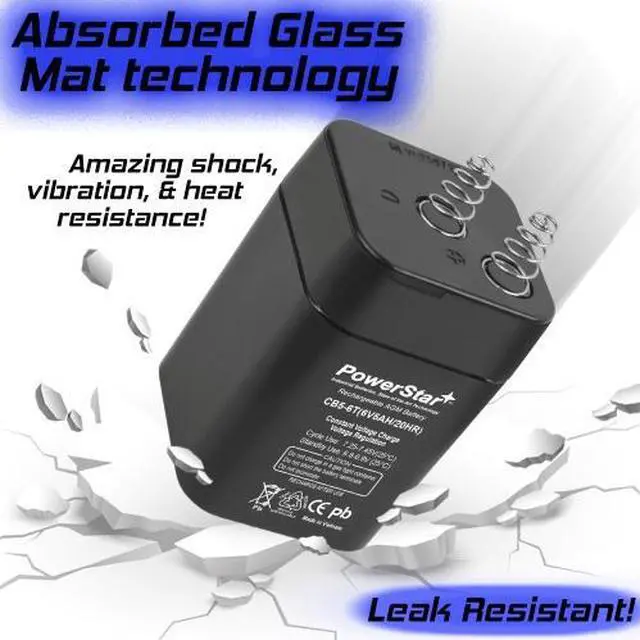 Alt view image 4 of 6 - 4 Pack of PowerStar 6V 5Ah AGM Sealed Lead Acid Batteries with Spring Terminals