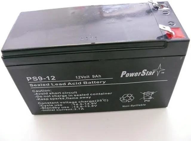 Main image of PowerStar 12 Volt 9 Amp Hour Rechargeable SLA Battery F2 Terminals