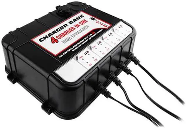 Alt view image 2 of 4 - Smart Charger for Boat Lawn Tractor Car Motorcycle 6/12V 2A 4 BAY w/ USB Ports