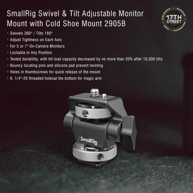 Alt view image 6 of 7 - Atomos Ninja 5.2" Touchscreen Display 4K HDMI Recording Monitor with Waith Power Battery + Charger Combo (NP-F750), SmallRig Swivel and Tilt Adjustable Monitor Mount Bundle Set