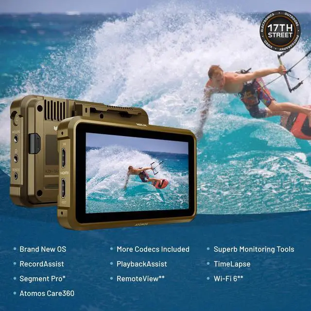 Alt view image 2 of 7 - Atomos Ninja 5.2" Touchscreen Display 4K HDMI Recording Monitor with Waith Power Battery + Charger Combo (NP-F750), SmallRig Swivel and Tilt Adjustable Monitor Mount Bundle Set