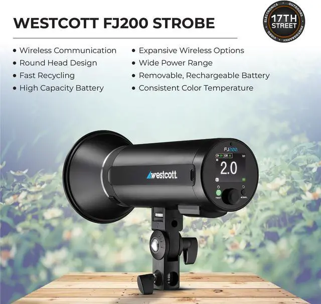 Alt view image 7 of 7 - Westcott FJ200 Round Head Pocket Strobe Light with 64GB Memory Card for 4K Video and Westcott ProGrip2 Ergonomic Handheld Mount for Photographers Bundle Set (WES-4740)