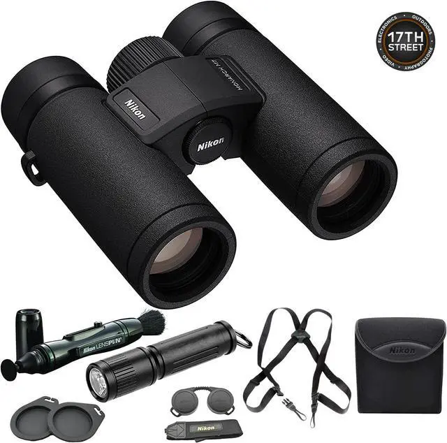 Main image of Nikon 16764 Monarch M7 10x30 Binocular With Lens Pen, Vortex Harness, & Flashlight Kit